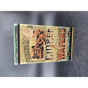 Vintage Ginger Wafers Tin 1970s Victorian Style Tin Box Co. of America Hong Kong